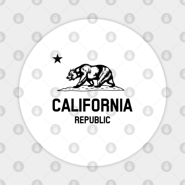 California Republic 'bear flag revolt' - black print Magnet by retropetrol